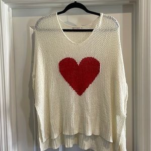 Size Medium White Moon and Madison Heart Knit Sweater